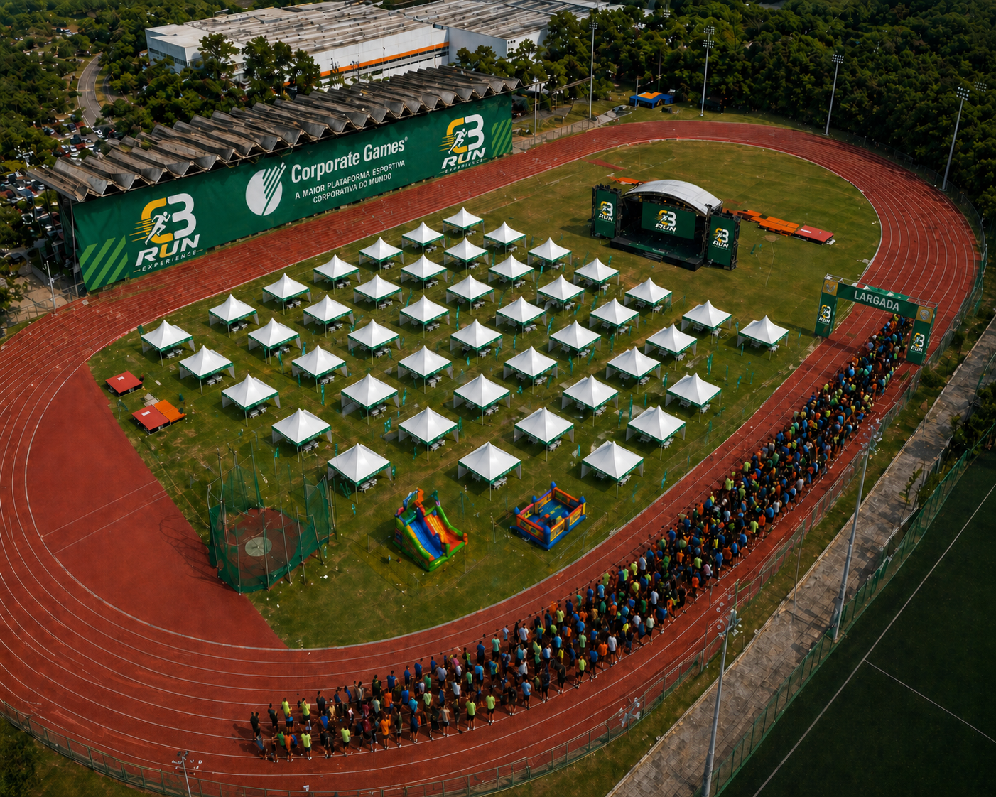 Layout completo da estrutura do Corporate Games Brasil